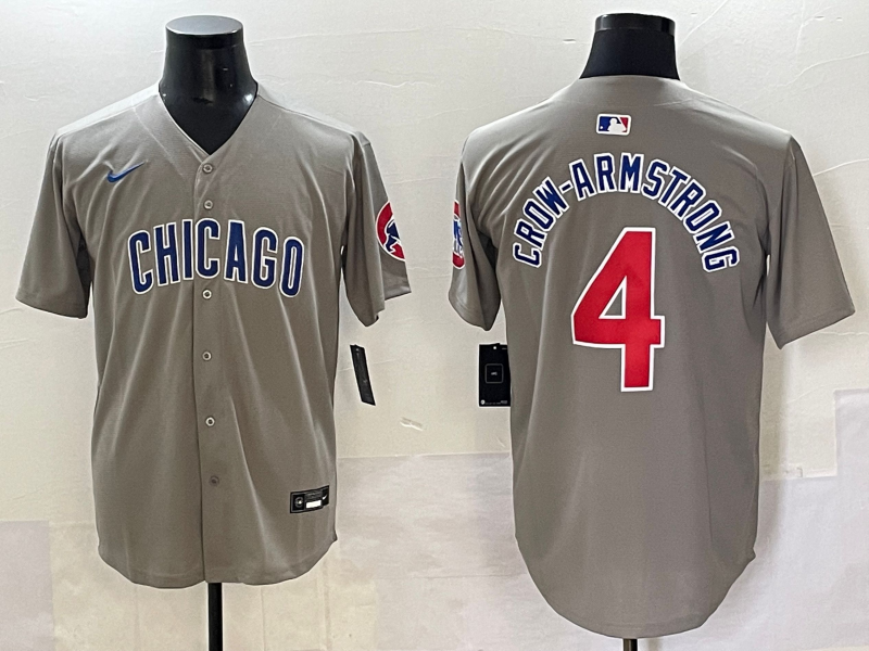 Men 2025 Chicago Cubs #4 Crow Armstrong greu Nike MLB Jersey style 8->los angeles dodgers->MLB Jersey